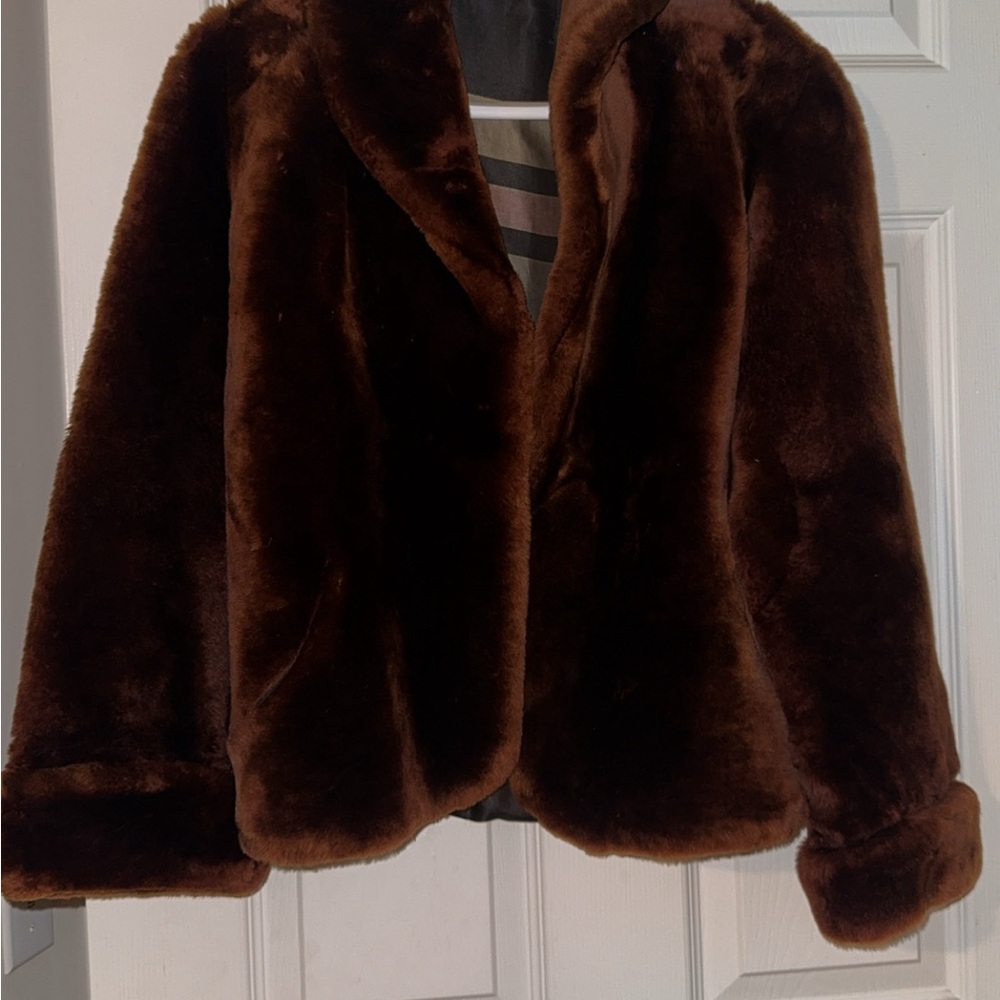 Vintage Dark Brown Teddy Jacket - Women's Plush Coat